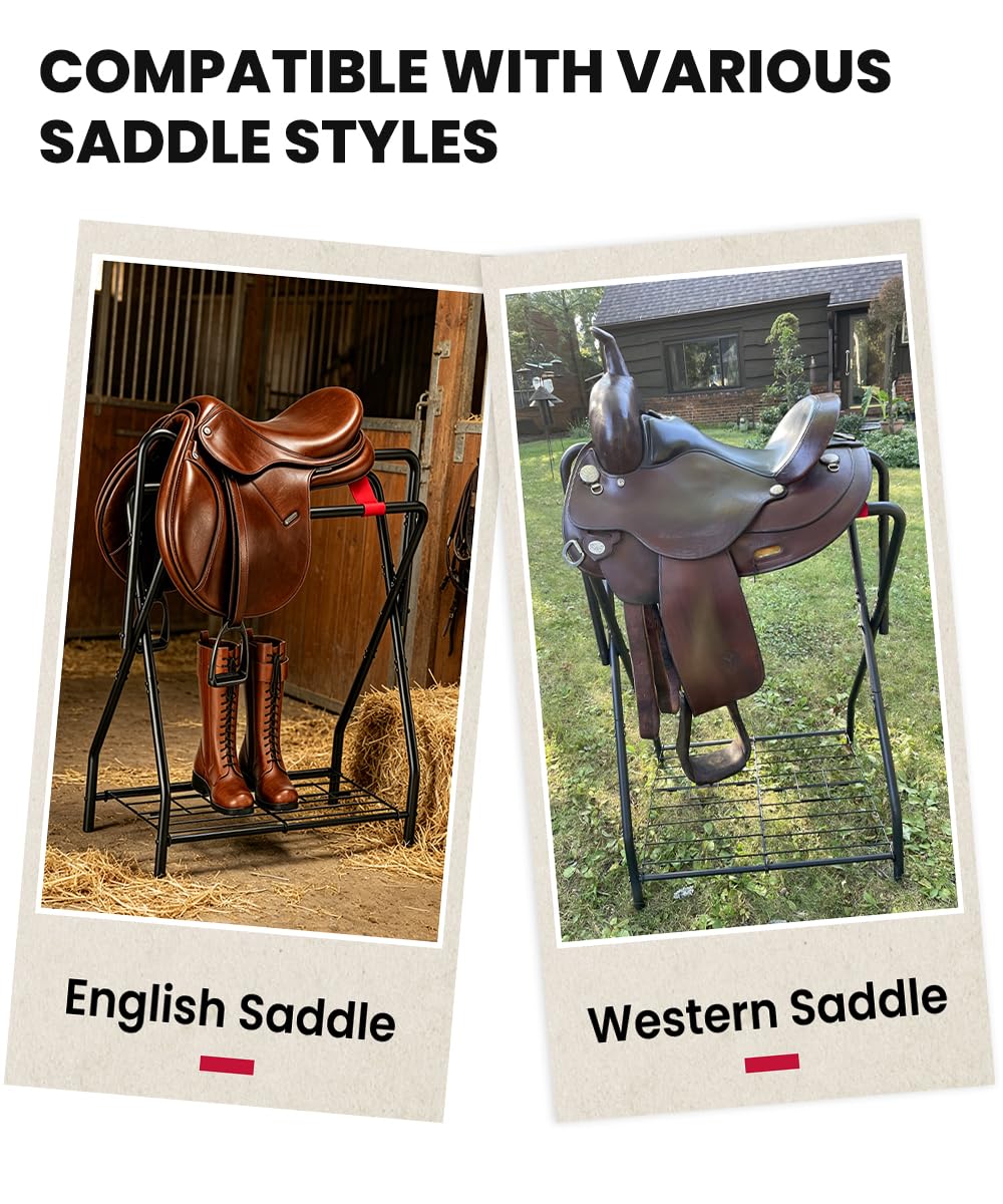Portable Folding Saddle Rack with Storage A185864