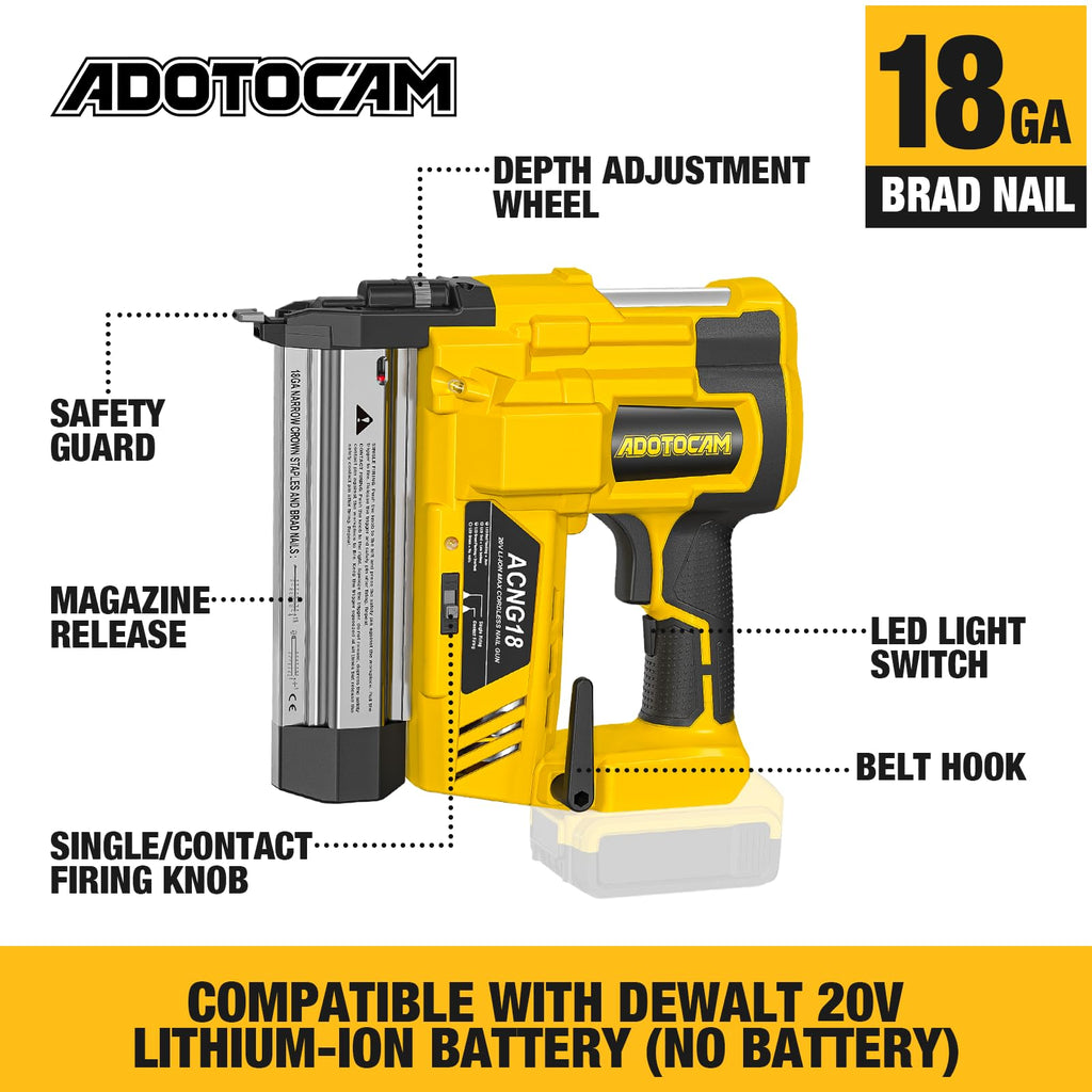 Cordless 2" Brad Nailer, 2 in 1 Electric Nail Gun/Staple Gun, 18GA Battery Powered R5458