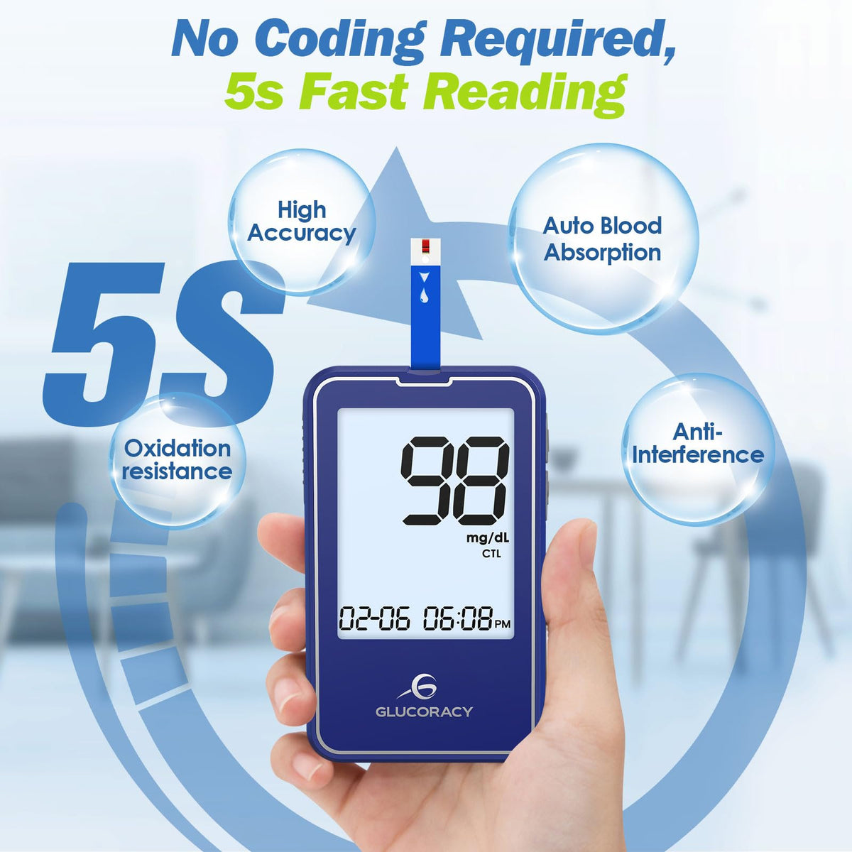 Blood Glucose Monitor Kit with 100 Test Strips X503