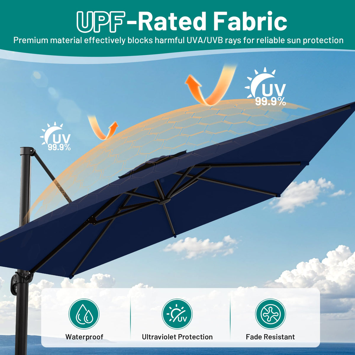 10 X 13 FT Cantilever Umbrella with 360-Degree Rotation V1912