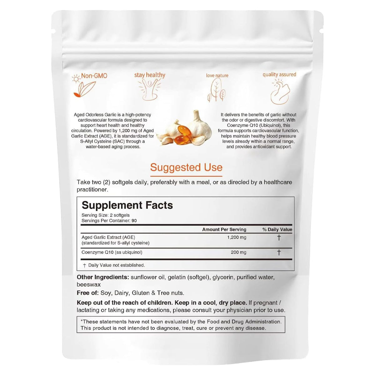 1200mg Odorless Aged Garlic Extract Softgels with CoQ10 D68693