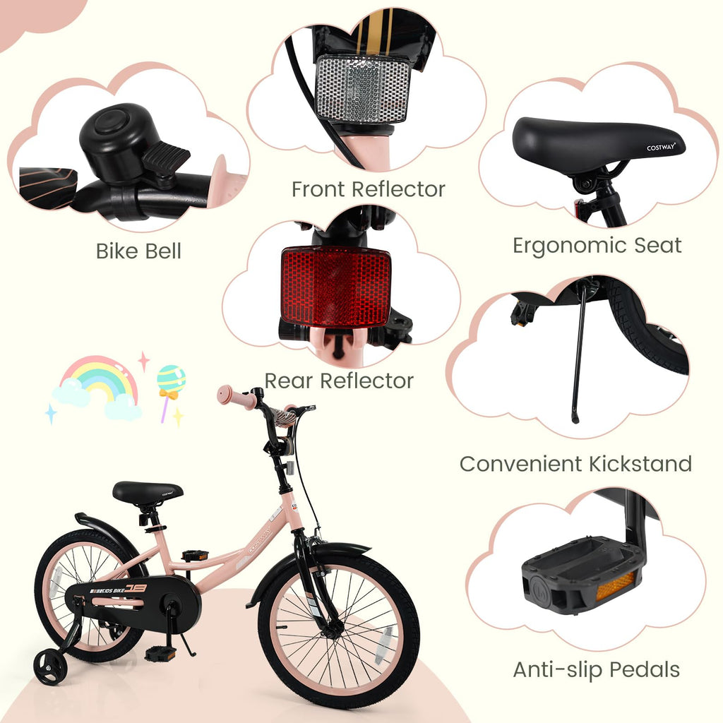 Kids Bike with Removable Training Wheels, Dual Brakes, Adjustable Seat & Handlebar C342