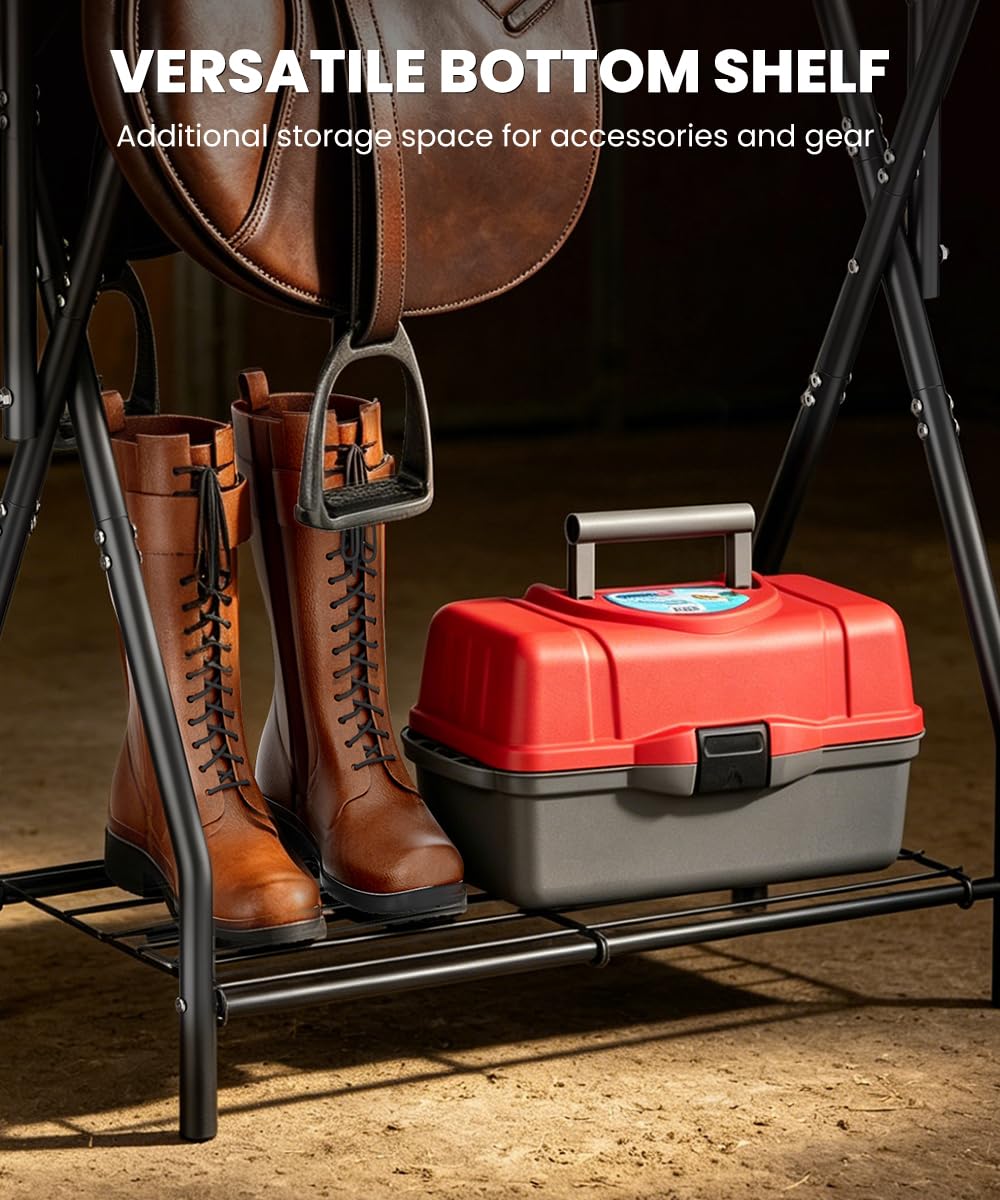 Portable Folding Saddle Rack with Storage A185864