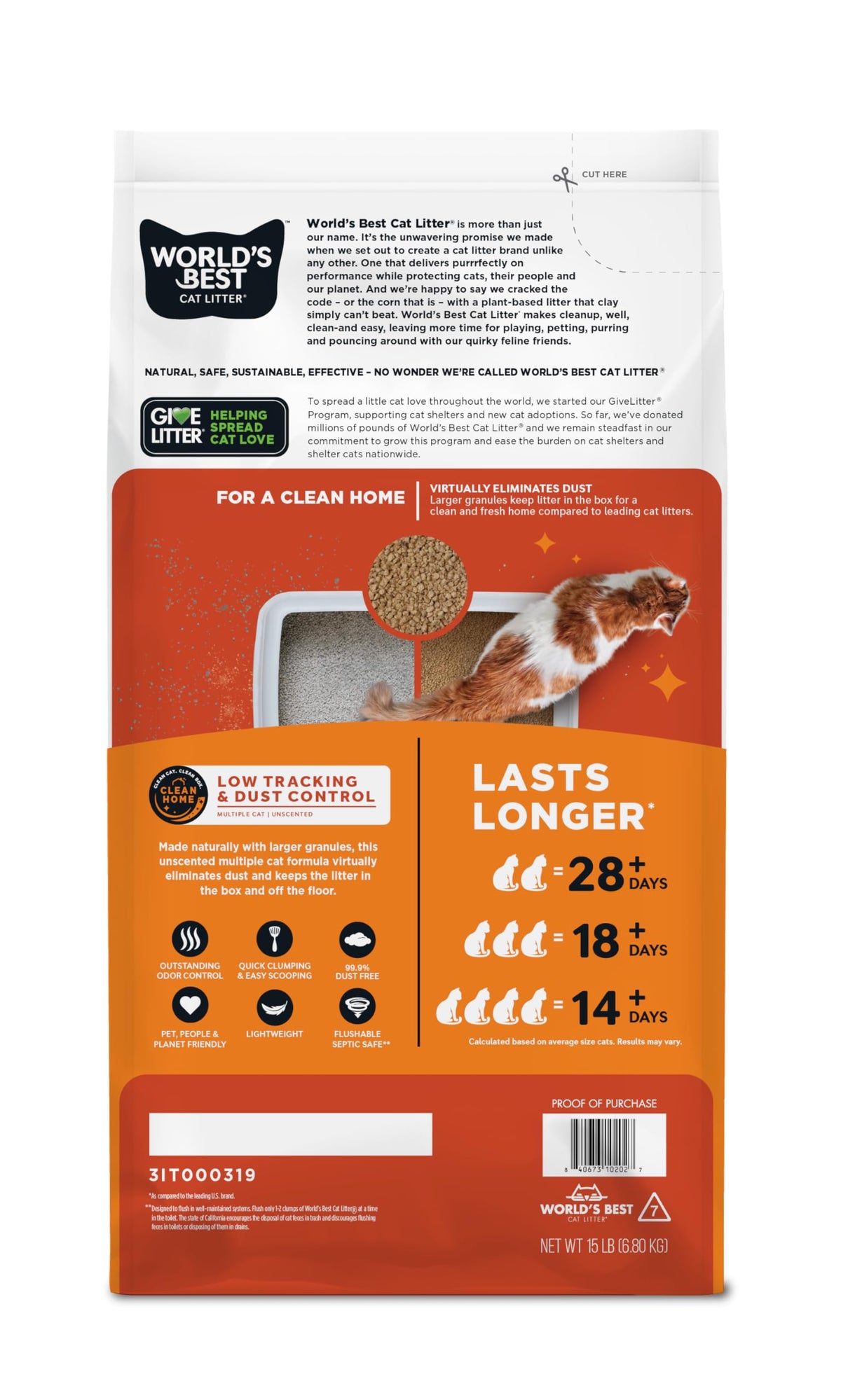 Unscented 15 lb Cat Litter S182
