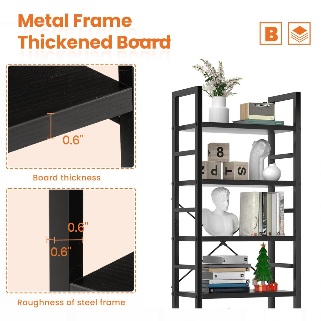 5 Tier Black Bookshelf M80503