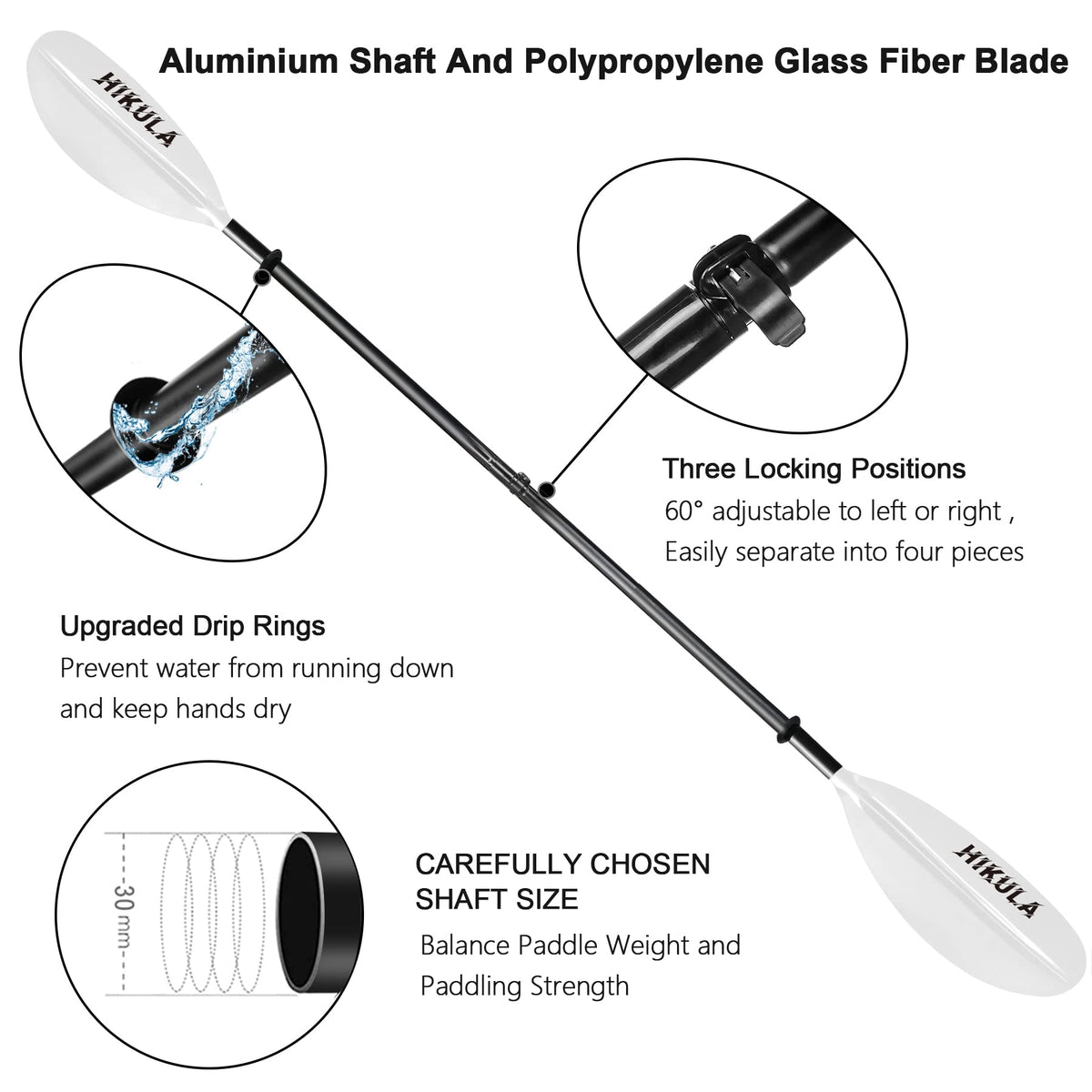 4 Piece Aluminum PP Floating Kayak Paddle J918832