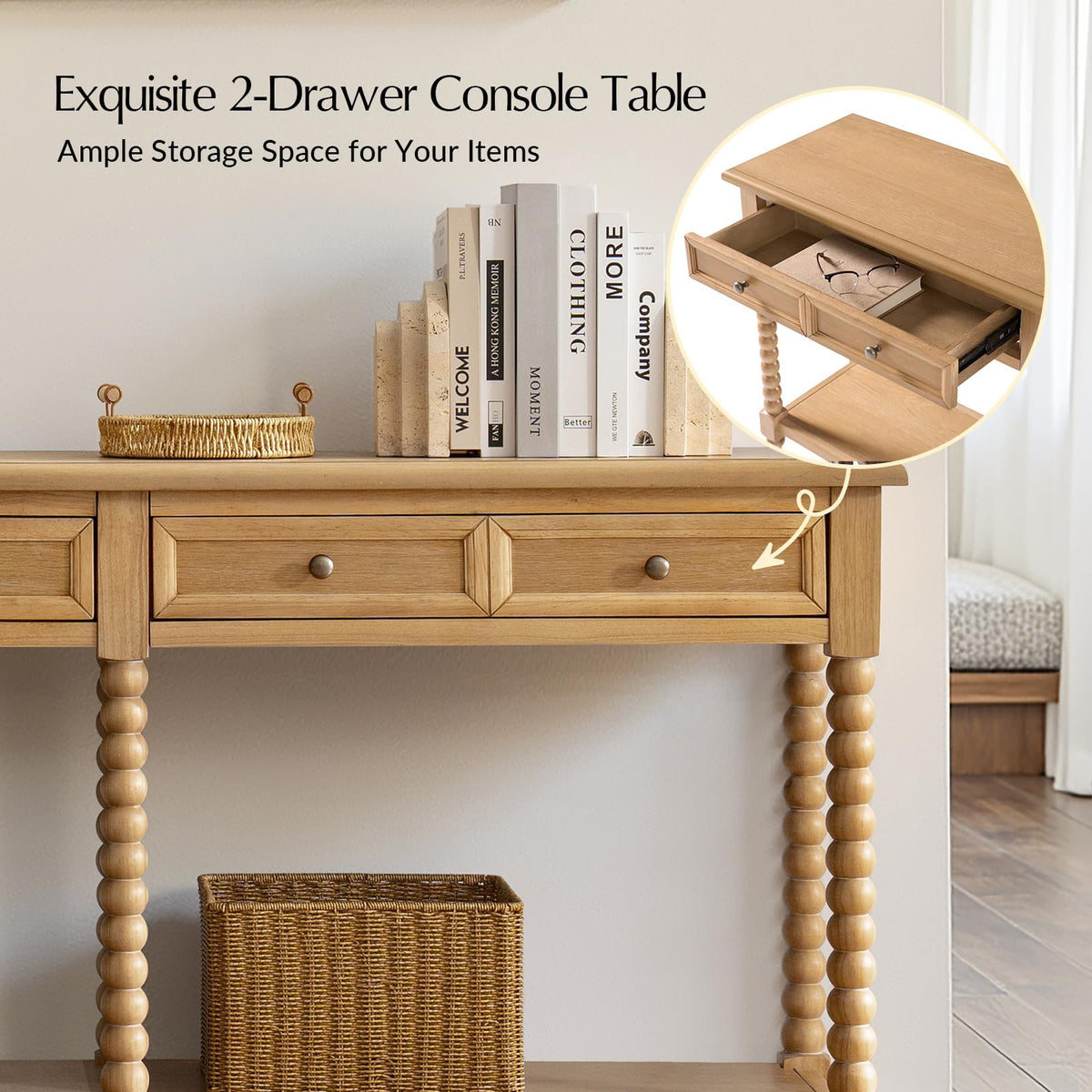 2-Drawer Oak Console Table B871630