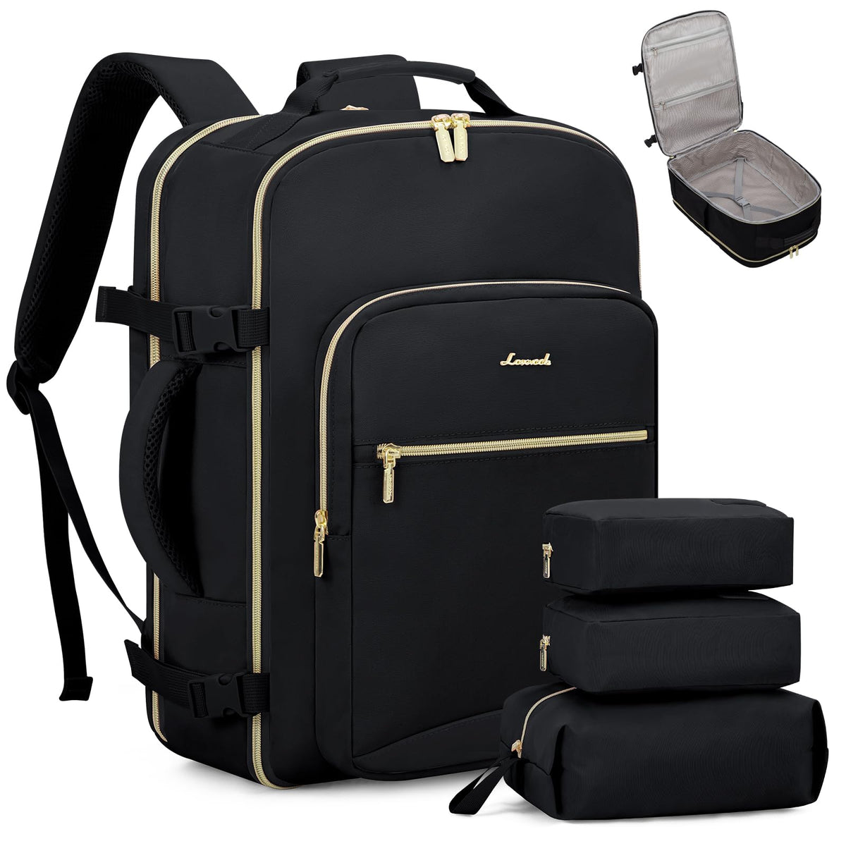 40L Waterproof Travel Backpack with 3 Packing Cubes, fits 17" Laptop B24454