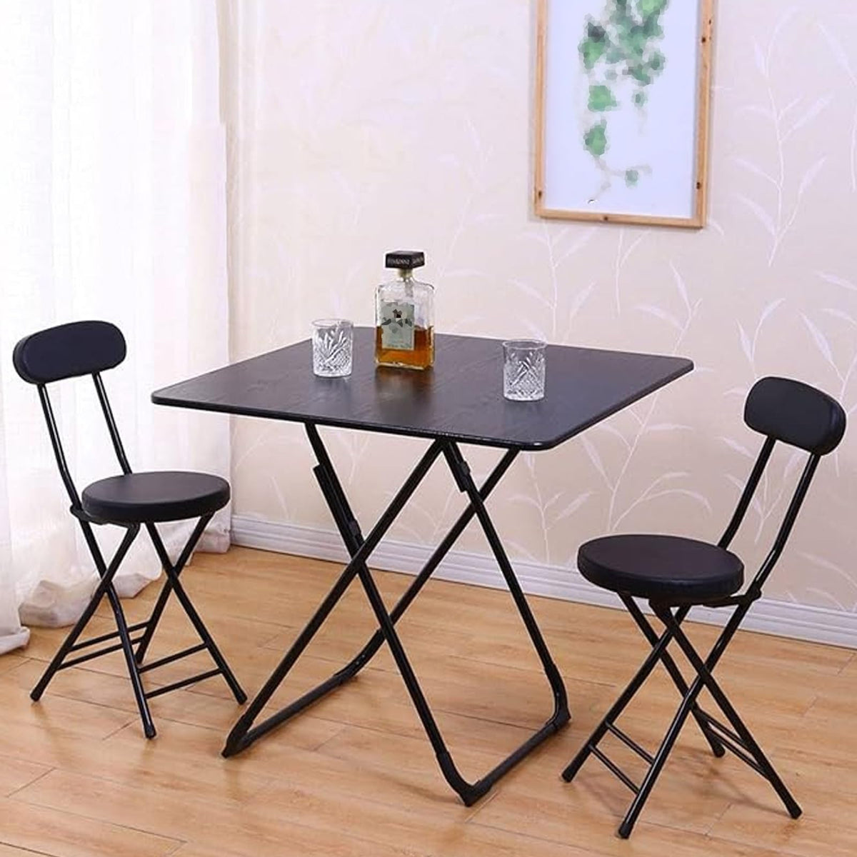 Black Folding Chairs with Cushion 2 Pack L2543