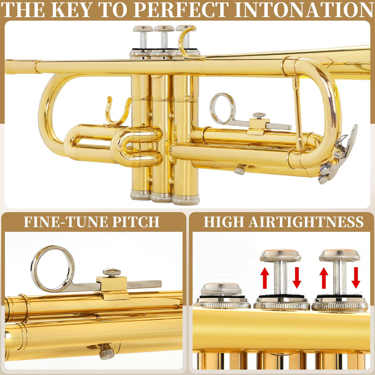 Bb Standard Brass Trumpet with Case, Mouthpiece, Mute, Cleaning Kit G321121