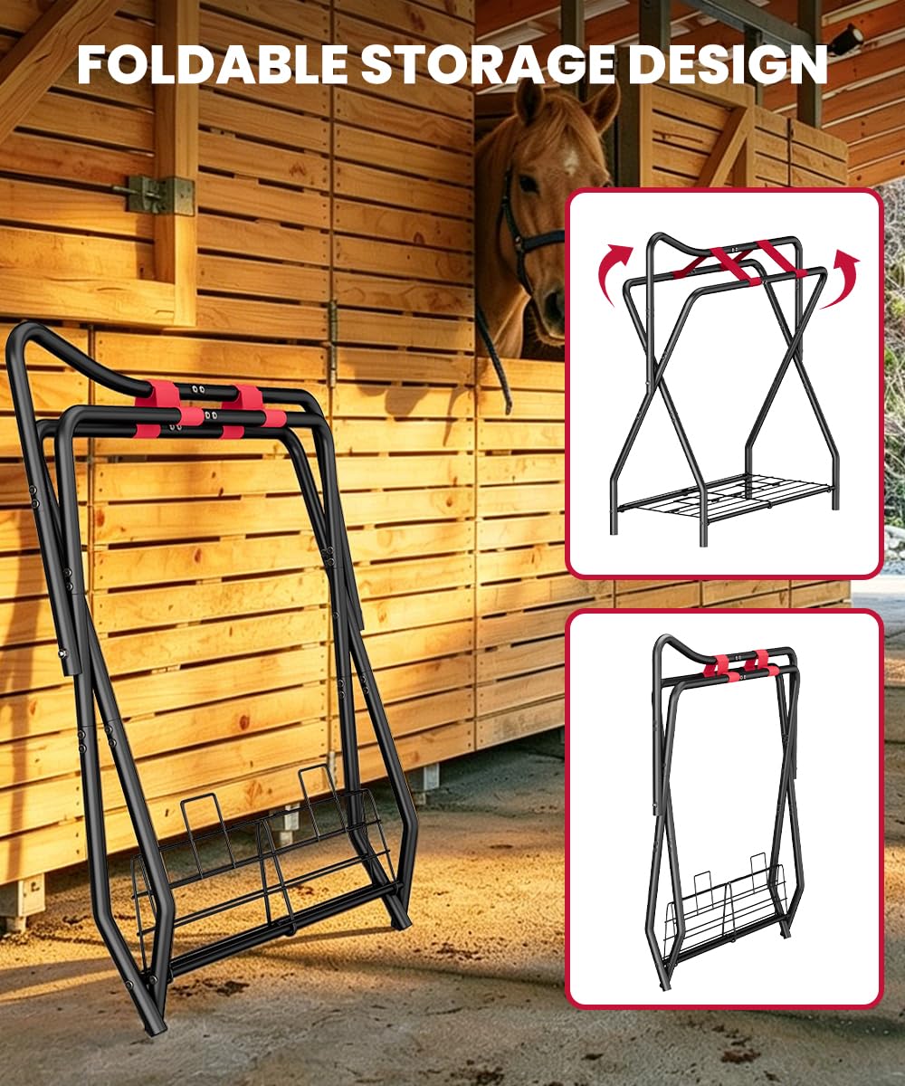Portable Folding Saddle Rack with Storage A185864
