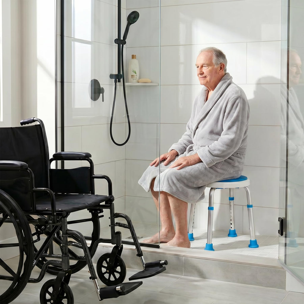 Adjustable Swivel Shower Stool Bench with Anti-Slip Rubber Tips B1644