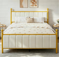 Gold Full Size Bed Frame with Headboard and Under Bed Storage U885