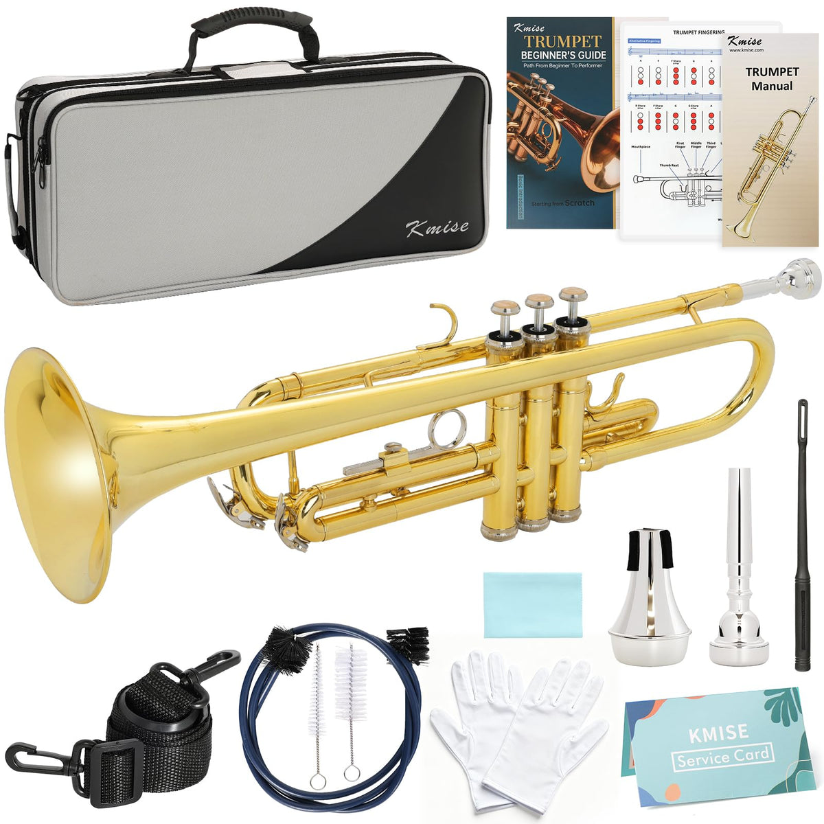 Bb Standard Brass Trumpet with Case, Mouthpiece, Mute, Cleaning Kit G321121
