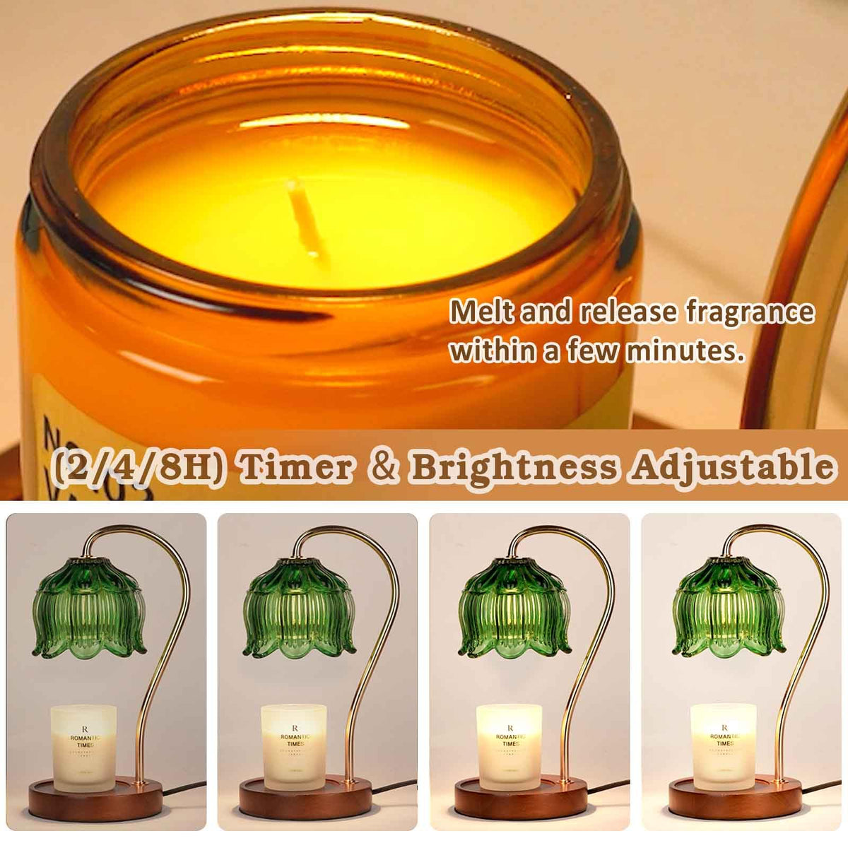 Black Dimmable Candle Warmer Lamp with Timer G73725