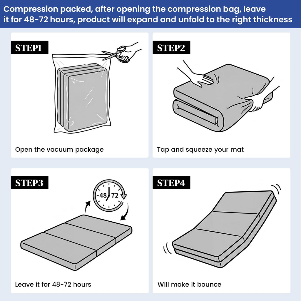 4 Inch Tri-Fold Memory Foam Mattress with Washable Cover Q24648