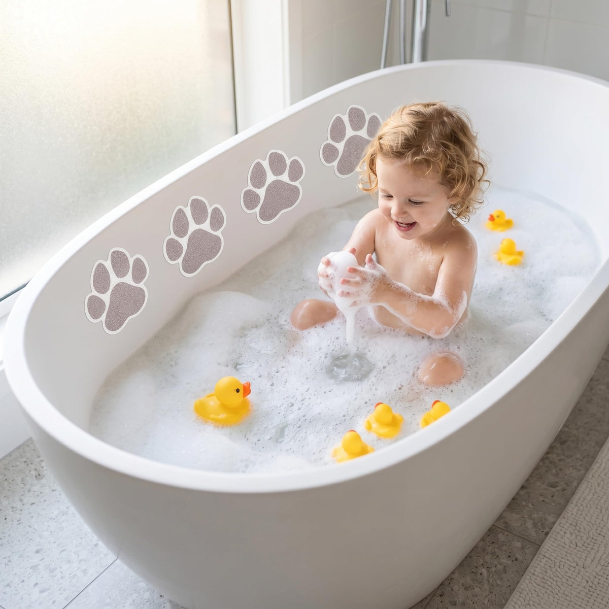 Grey Checkered Dog Paw Non Slip Stickers E64266