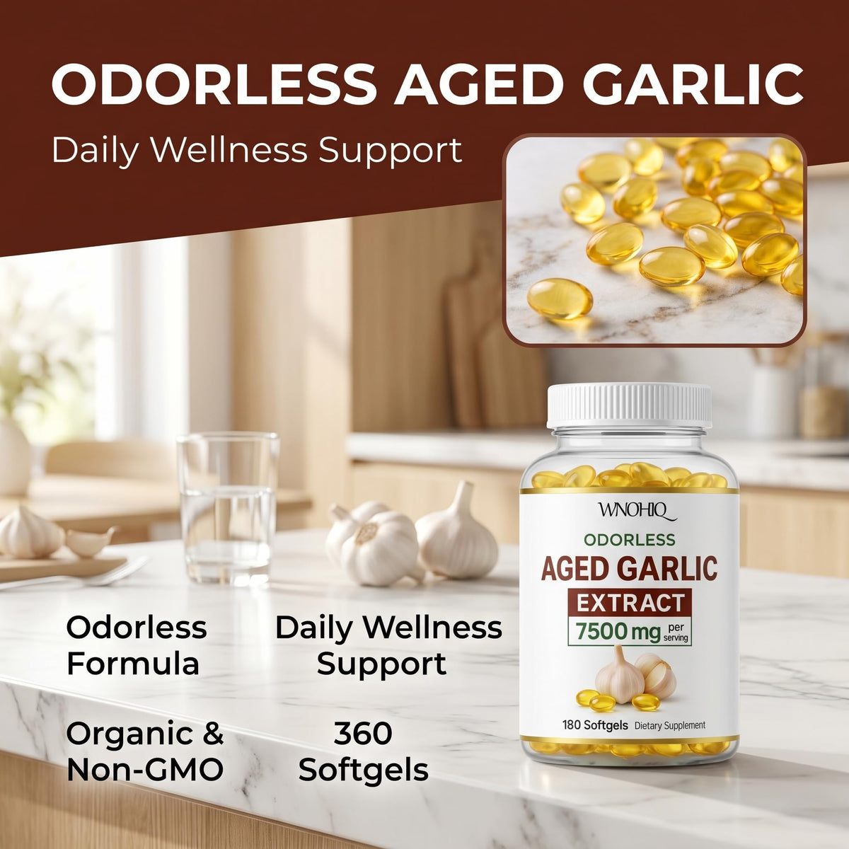 Aged Garlic Extract 360 Softgels Organic Non-GMO Gluten-Free A653282