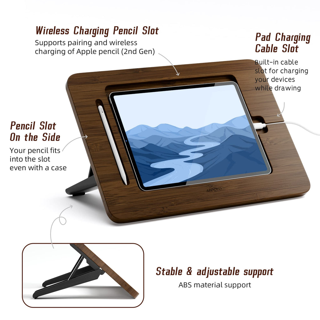 Bamboo Tablet Stand with 5 Pack Pencil Grips K60481