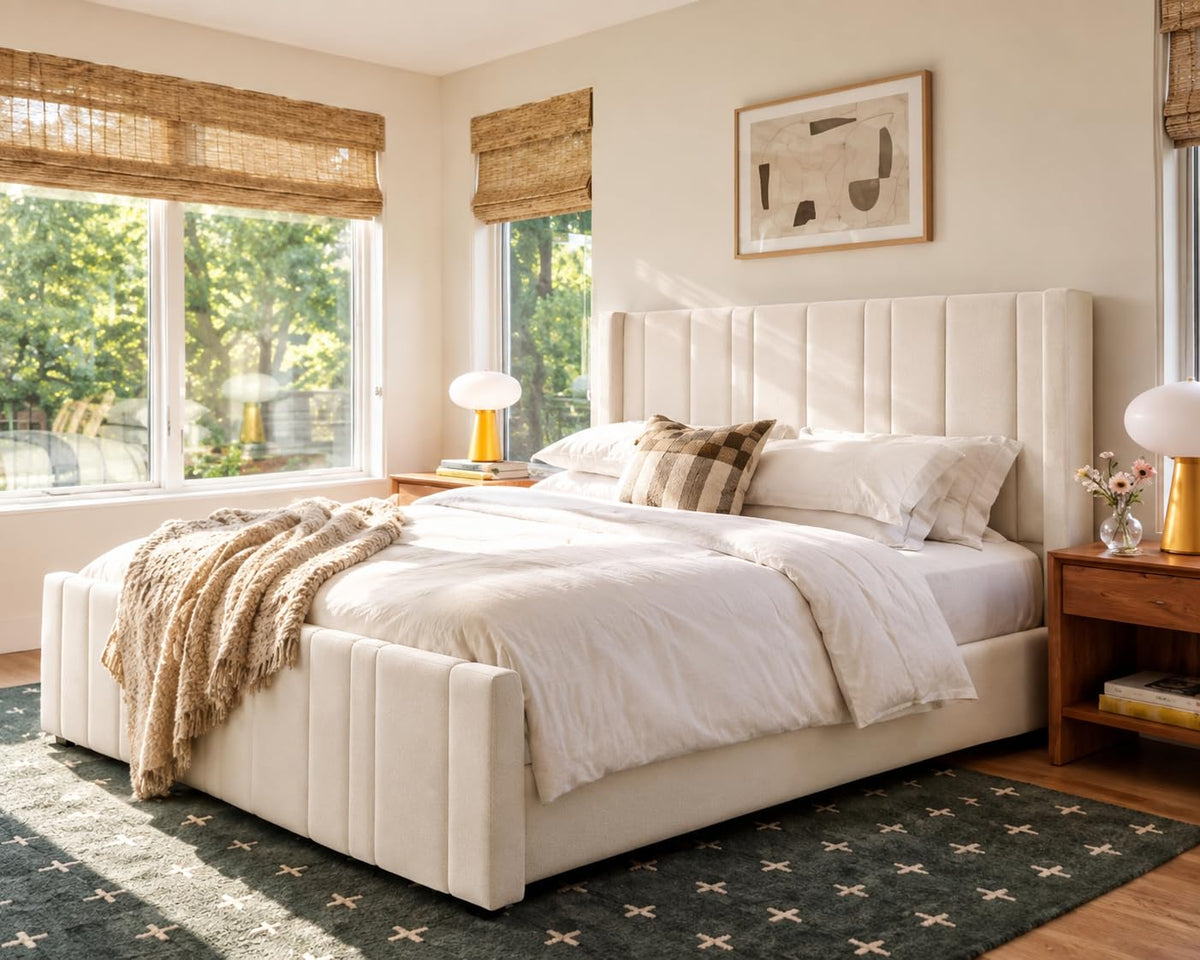 Full Size Velvet Headboard Bed Frame V630956