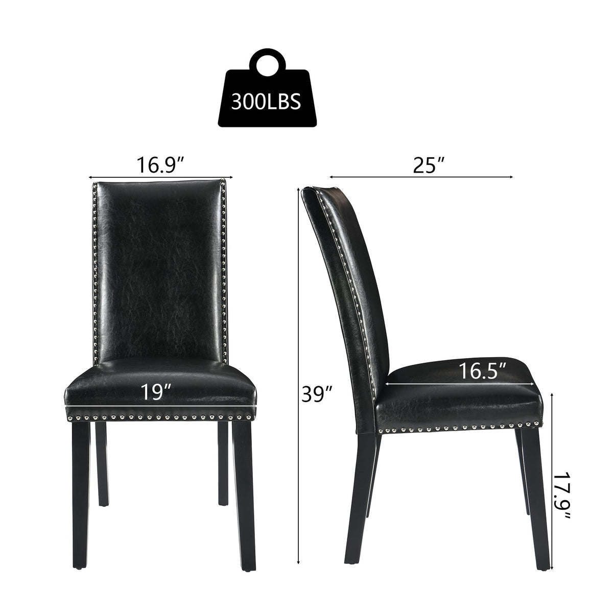 Set of 2 Faux Leather Upholstered Dining Chairs A904