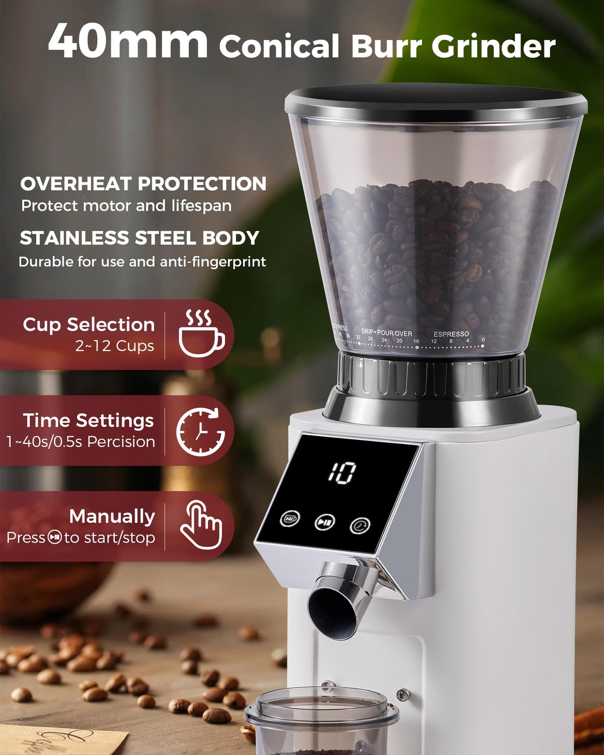 Espresso Machine with Conical Burr Coffee Grinder P11069