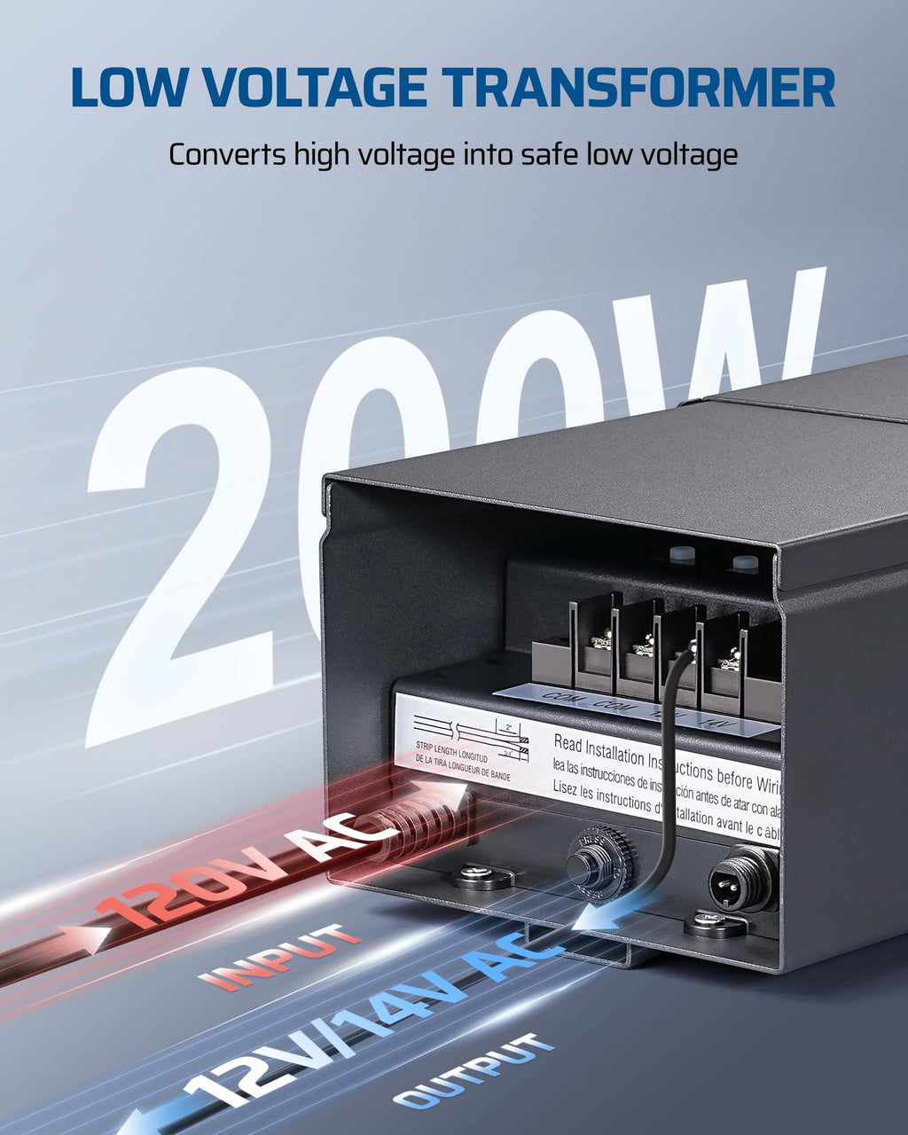 200W Low Voltage Landscape Lighting Transformer H96233