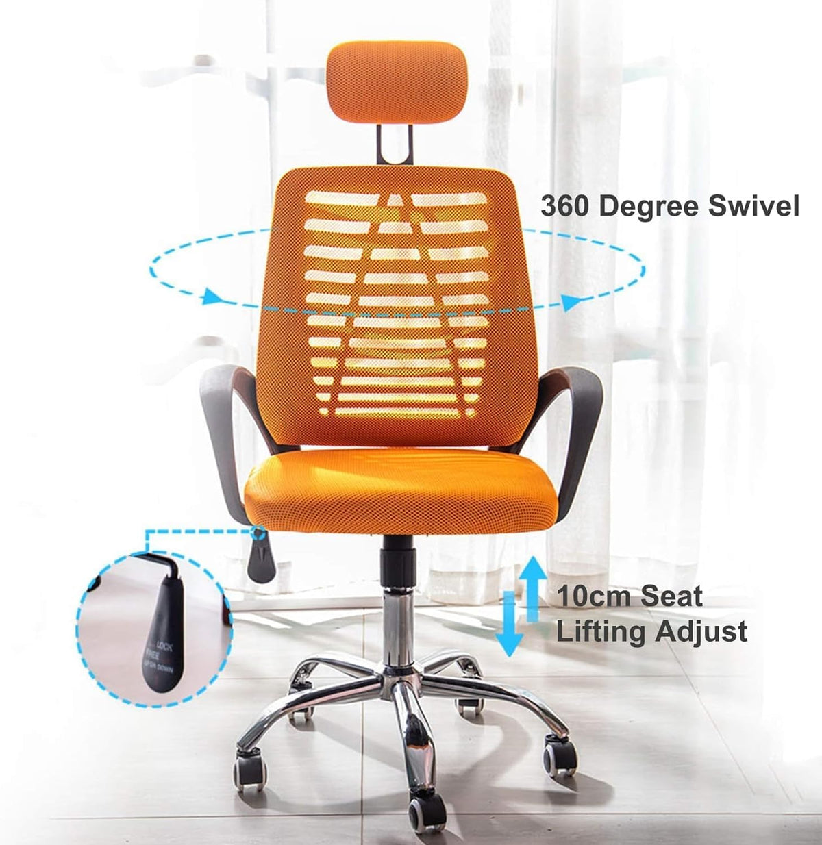 Ergonomic High Back Office Chair with Lumbar Support Orange N189