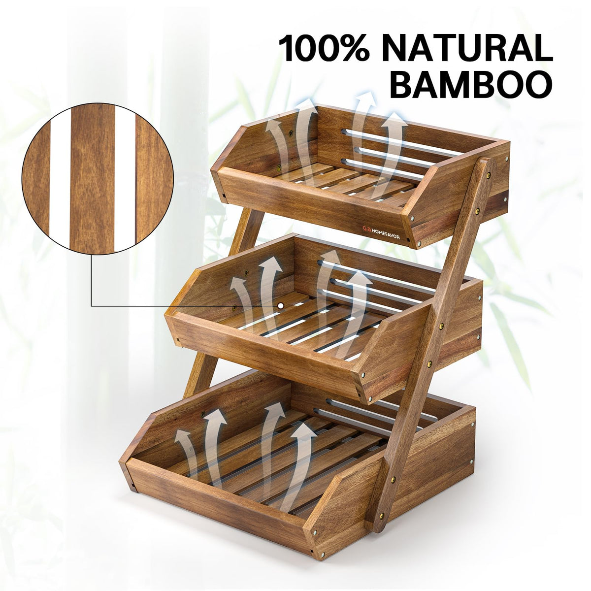 3-Tier Acacia Wood Fruit Basket Z691297