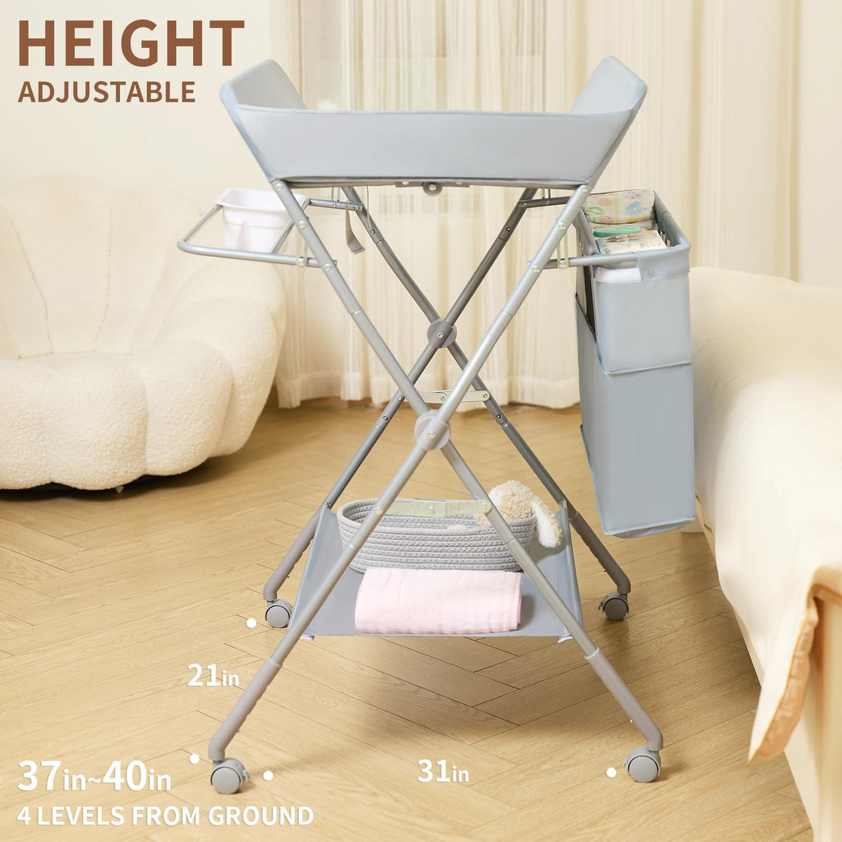 Foldable Baby Changing Table with Wheels B902