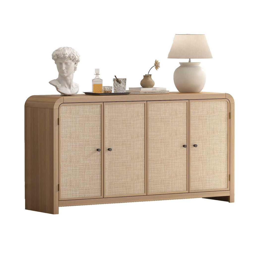 Oak Rattan Sideboard Buffet Cabinet I907