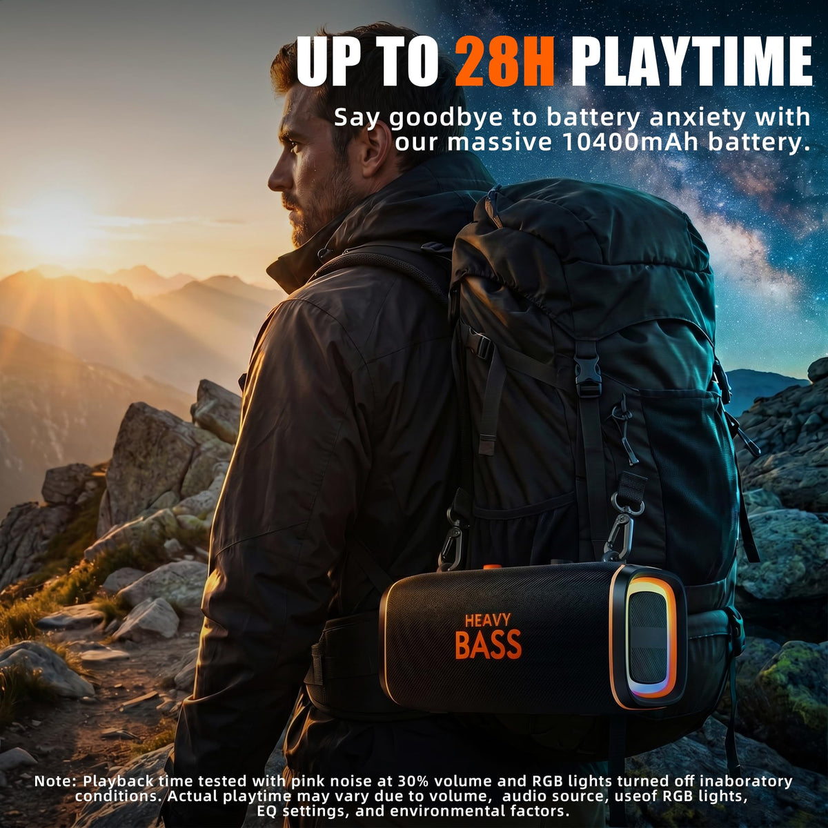Portable Bluetooth Speaker, 120W Peak, 28-Hour Playtime O357999
