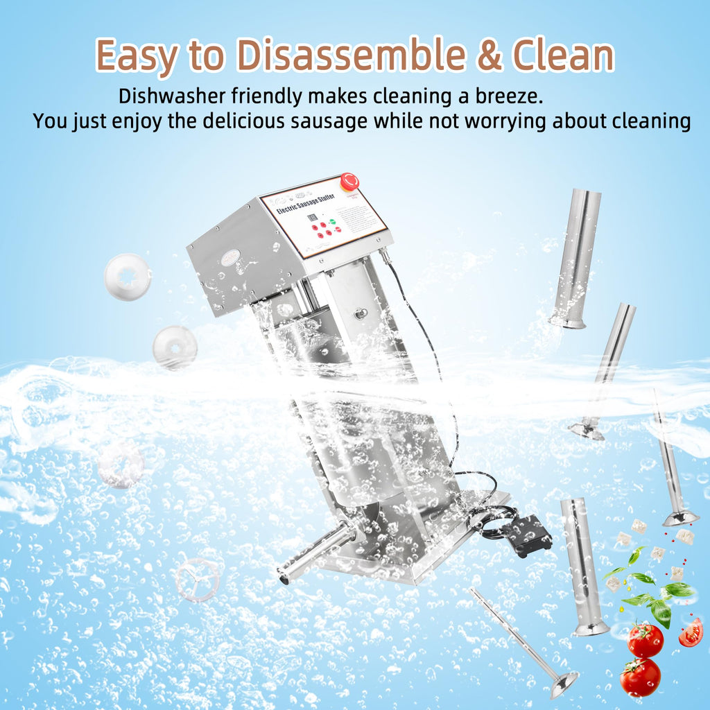 30LB Stainless Steel Electric Sausage Stuffer with 5 Stuffing Tubes Z156633