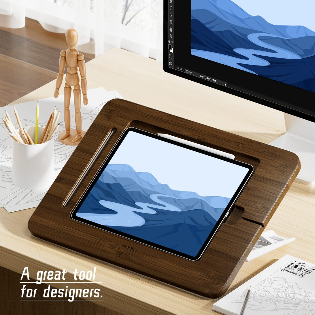 Bamboo Tablet Stand with 5 Pack Pencil Grips K60481