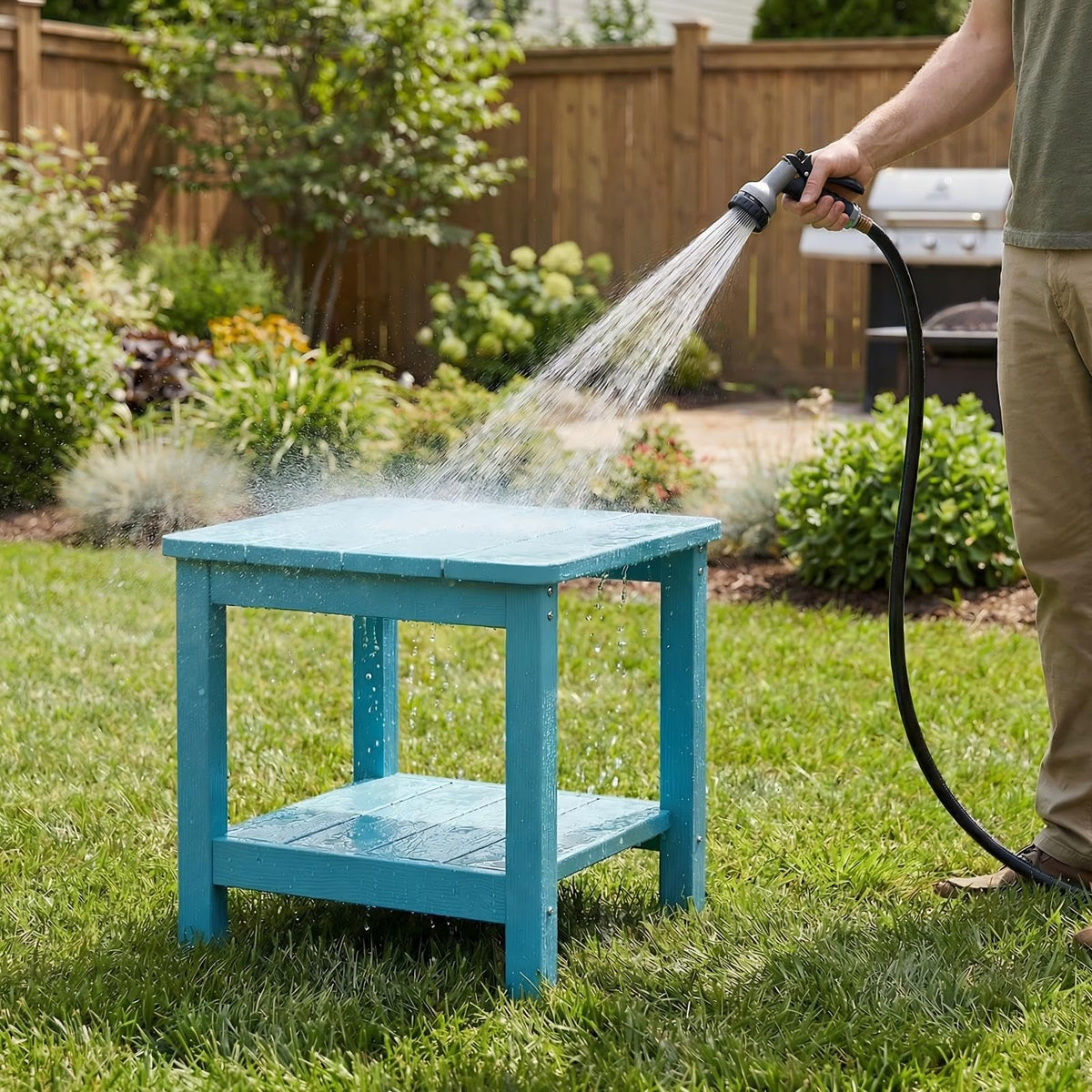 Turquoise Rectangular Outdoor Side Table E4594