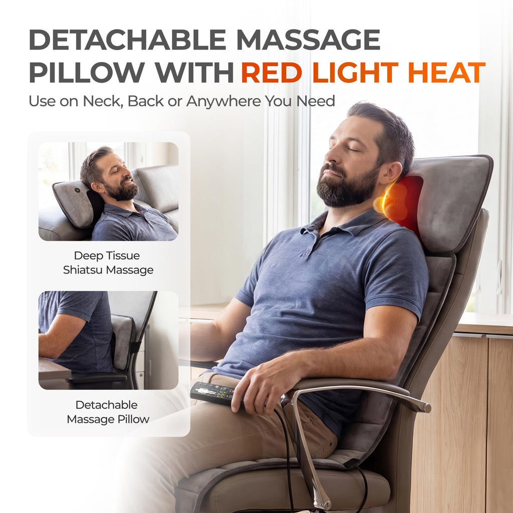 Grey Foldable Heated Full Body Massage Mat with 3D Neck Massager X740335