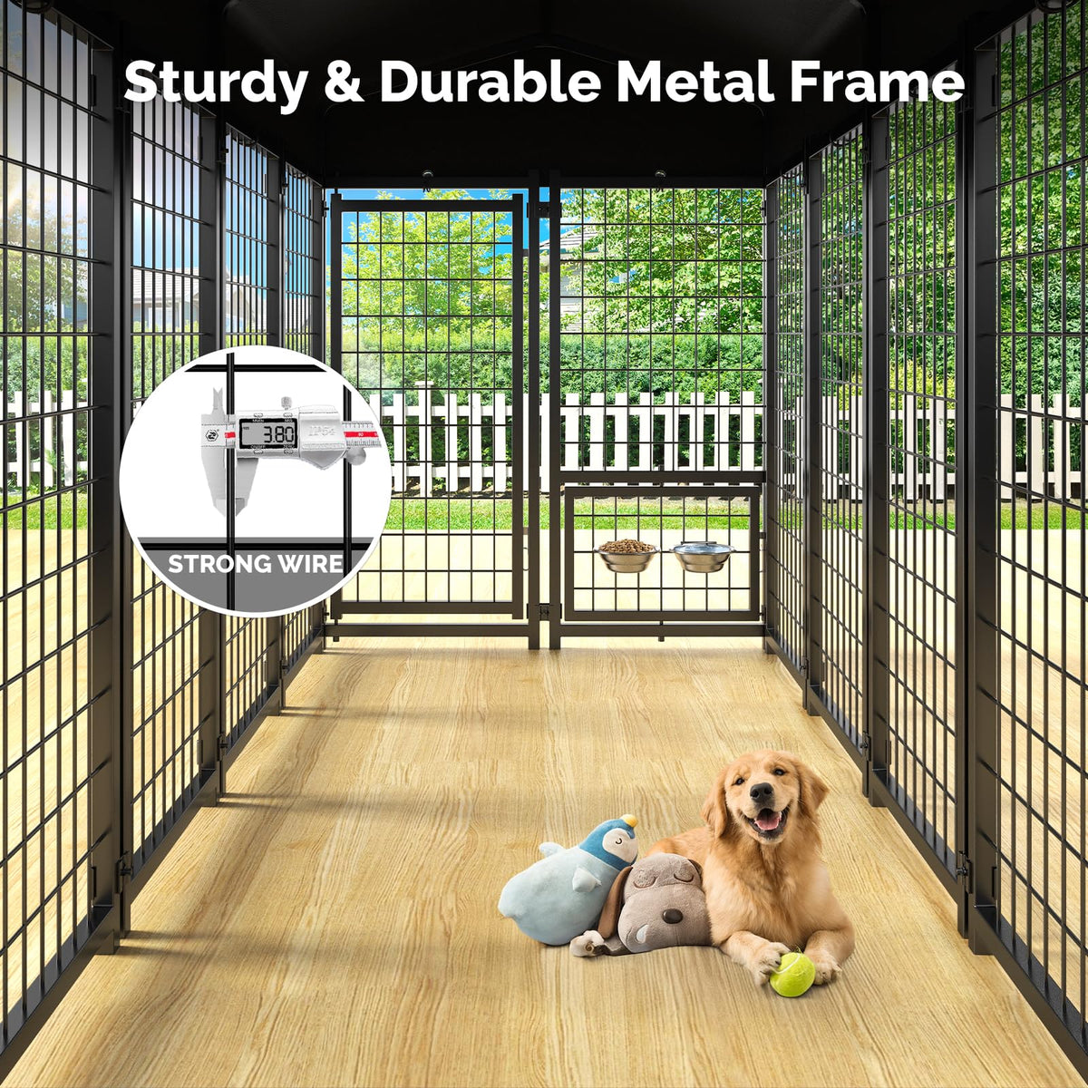 8x4x6FT Outdoor Dog Kennel with Doggy Door Y519245