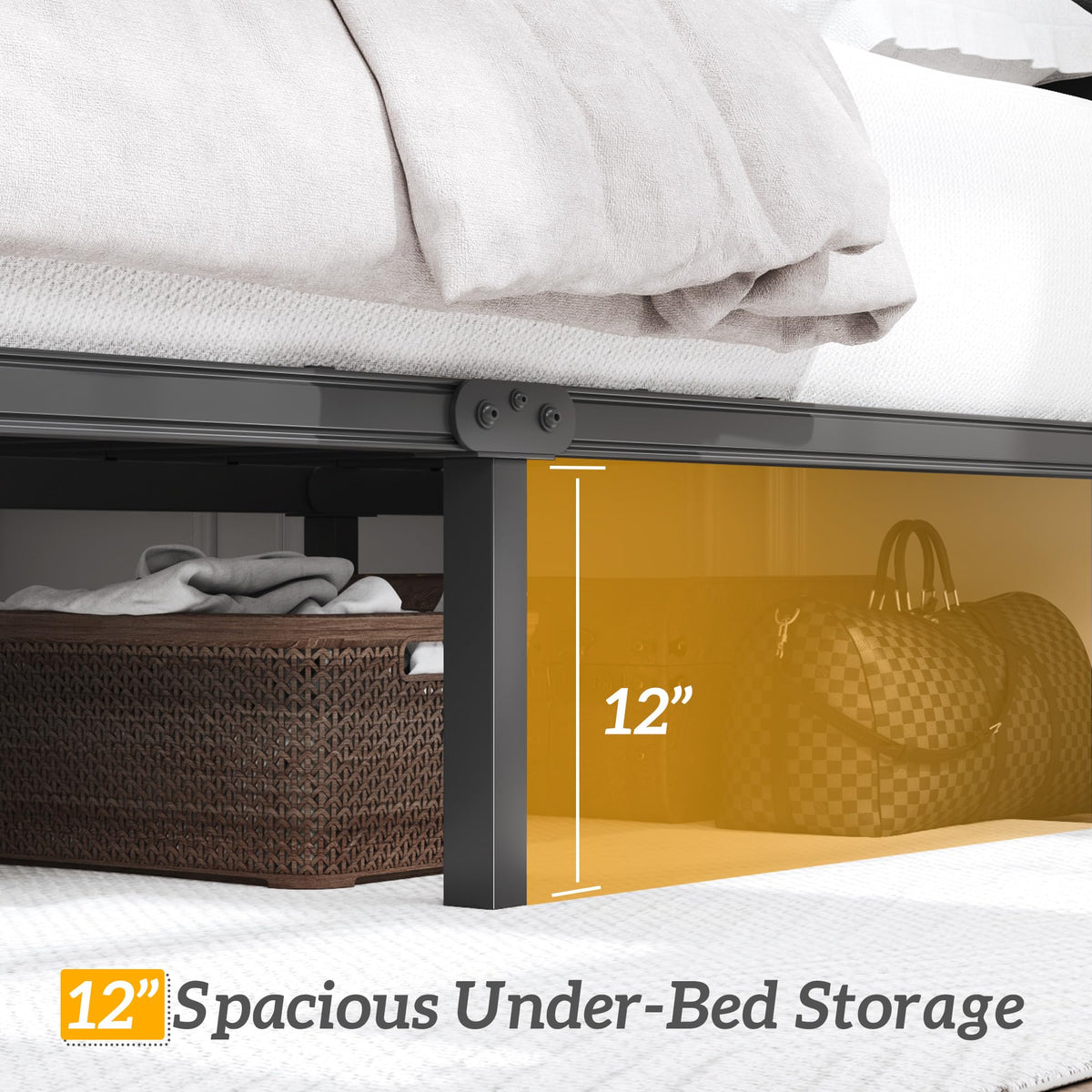 Queen Upholstered Button Tufted Bed Frame with Storage W590030