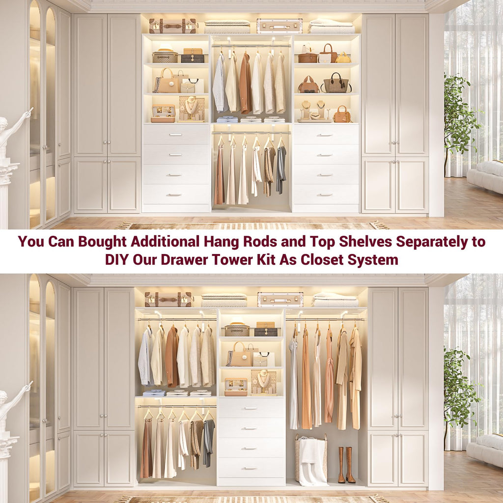 White Wood Closet Organizer System K491605