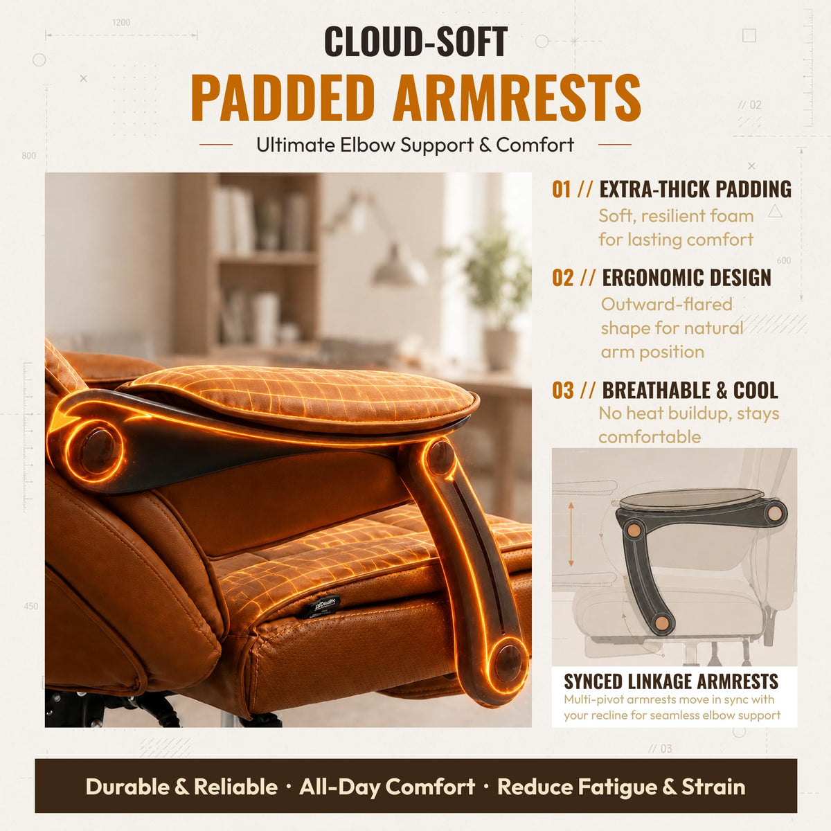 Big and Tall Gaming Chair with Footrest Brown A691284