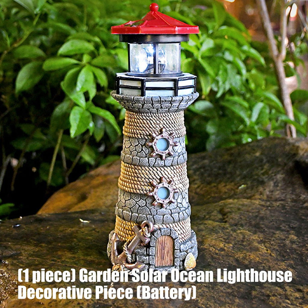 Solar Powered Resin Lighthouse Ornament F705