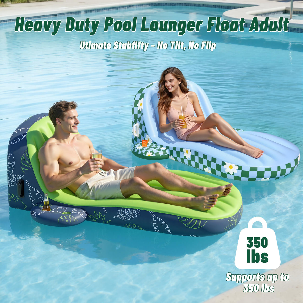 Inflatable Pool Lounger Float with Cup Holder P2849