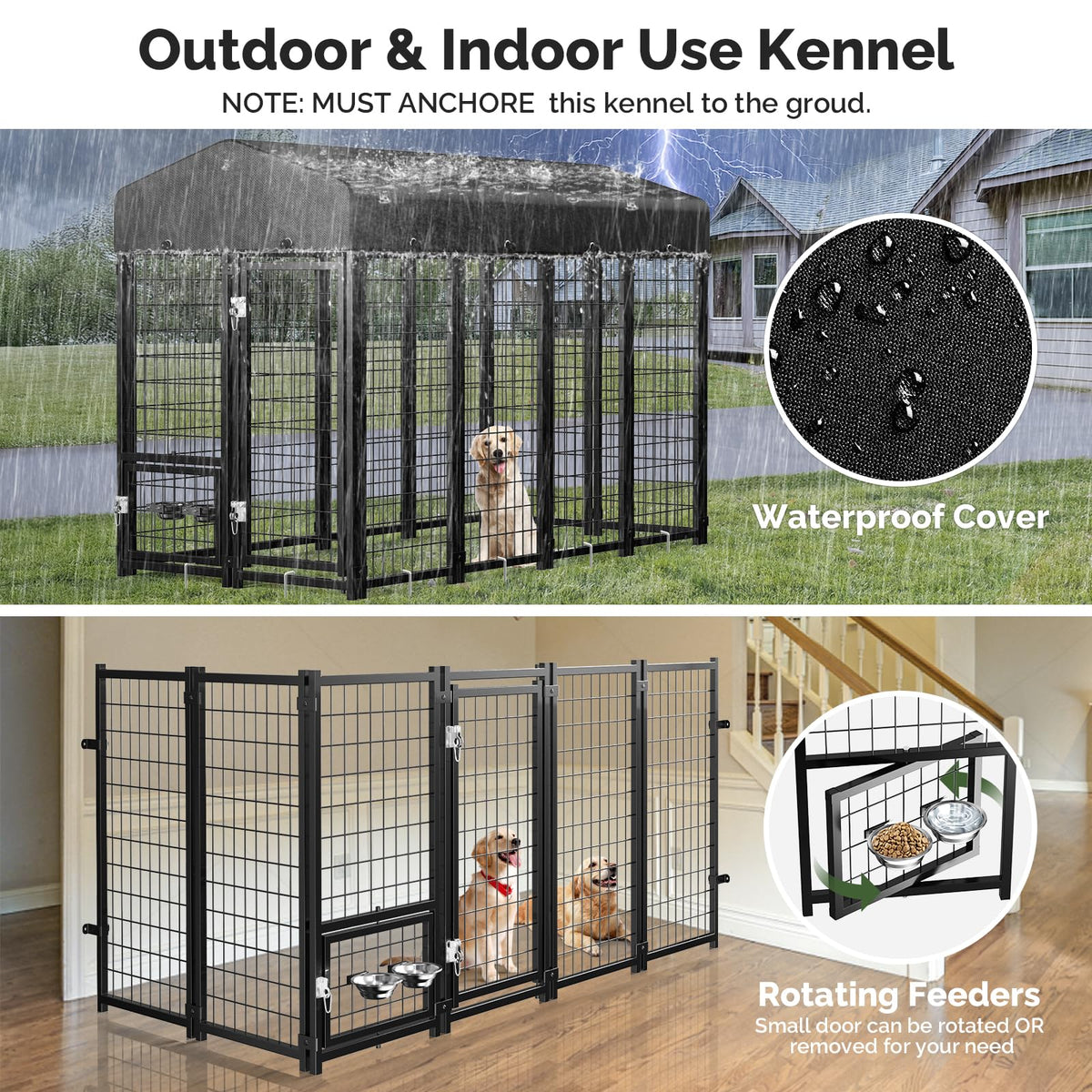 8x4x6FT Outdoor Dog Kennel with Doggy Door Y519245