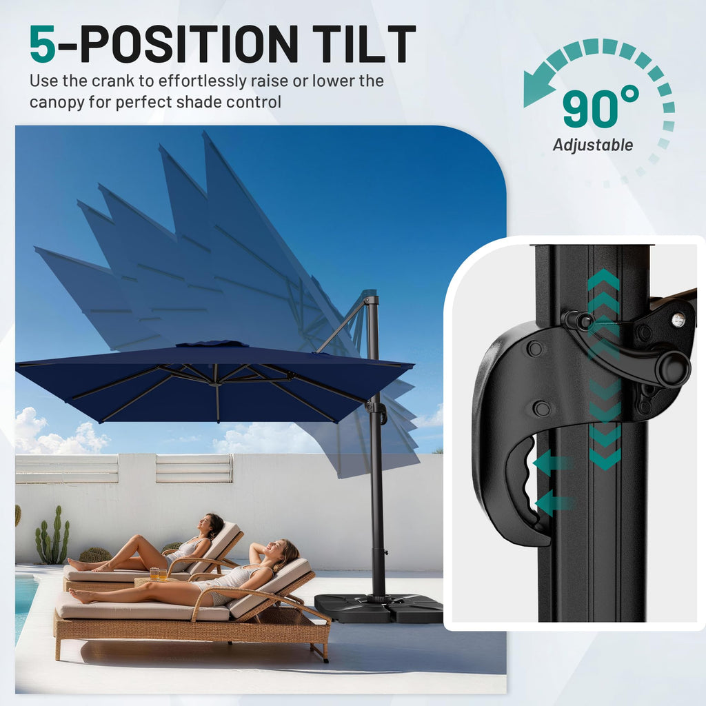 10 X 13 FT Cantilever Umbrella with 360-Degree Rotation V1912