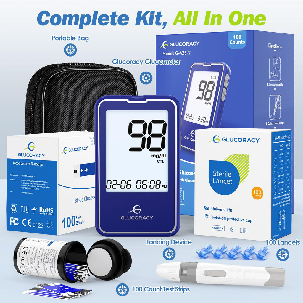 Blood Glucose Monitor Kit with 100 Test Strips X503