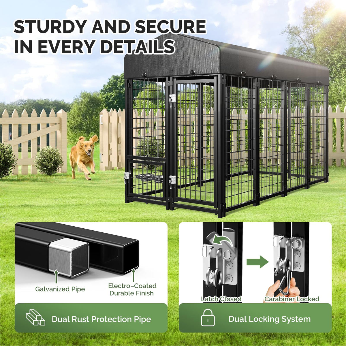 8x4x6FT Outdoor Dog Kennel with Doggy Door Y519245