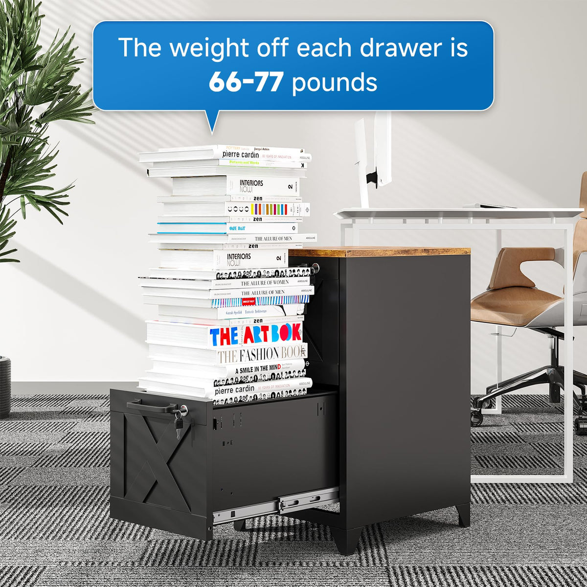 Black 2 Drawer Steel File Cabinet with Lock J354