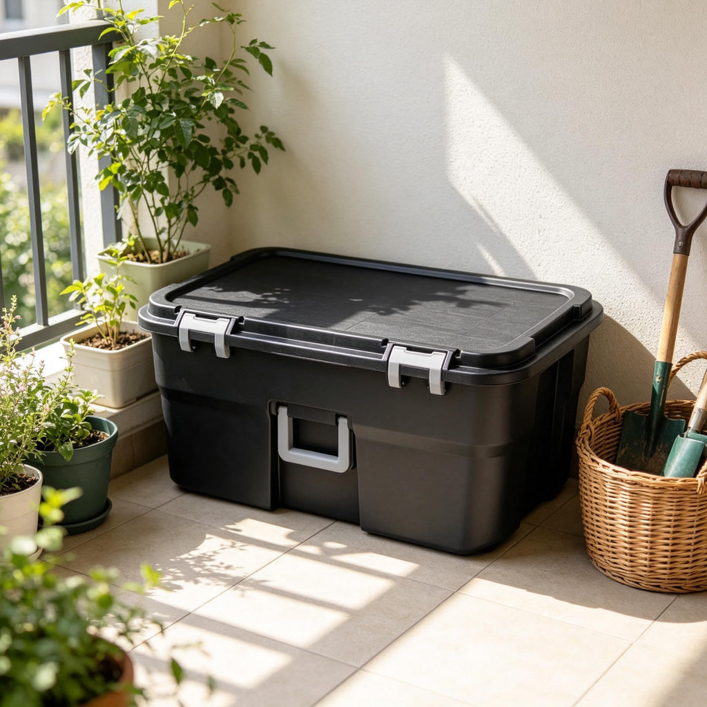 22 Gallon Wheeled Lockable Plastic Storage Footlocker U83920
