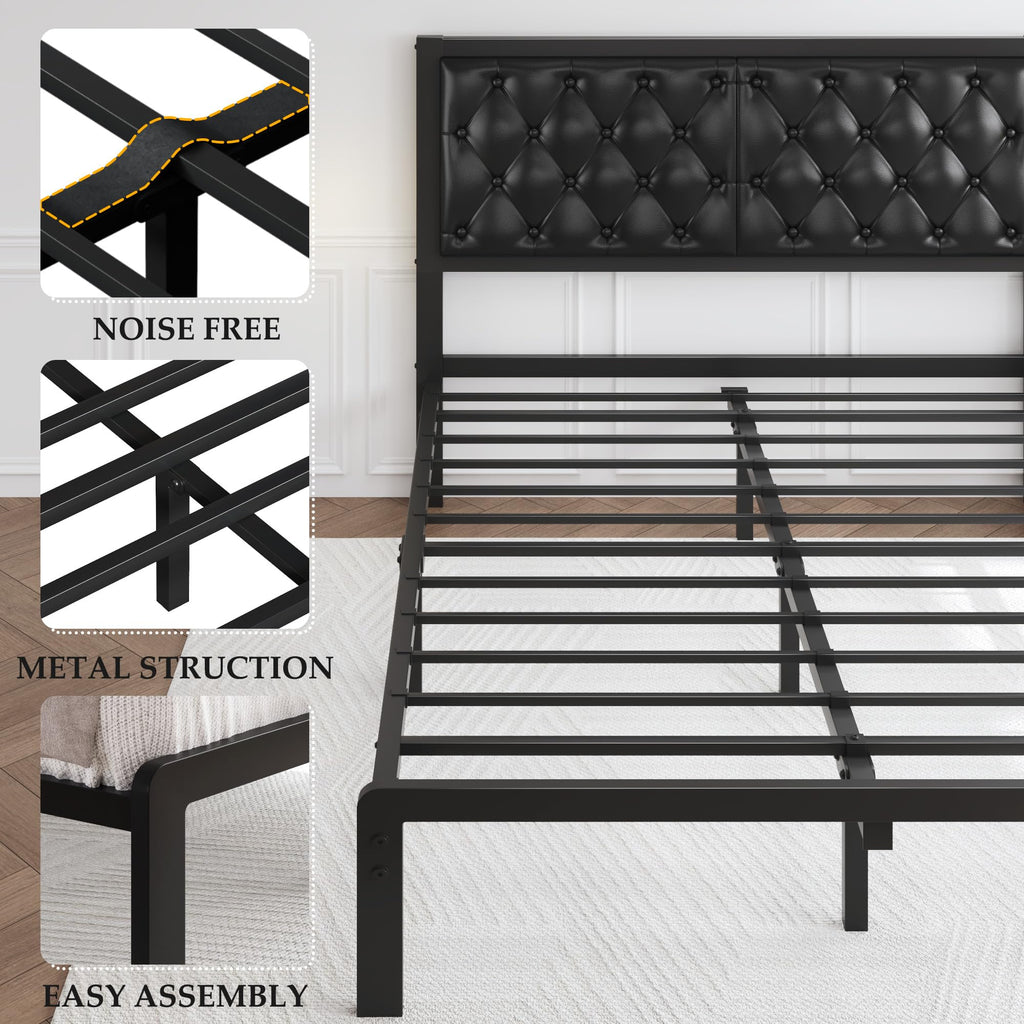 Queen Upholstered Button Tufted Bed Frame with Storage W590030