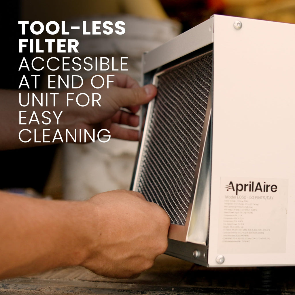 50-Pint Whole-House Dehumidifier with Wi-Fi Thermostat, Drain Hose, Condensate Pump, Bracket, and Hanging Kit R287108